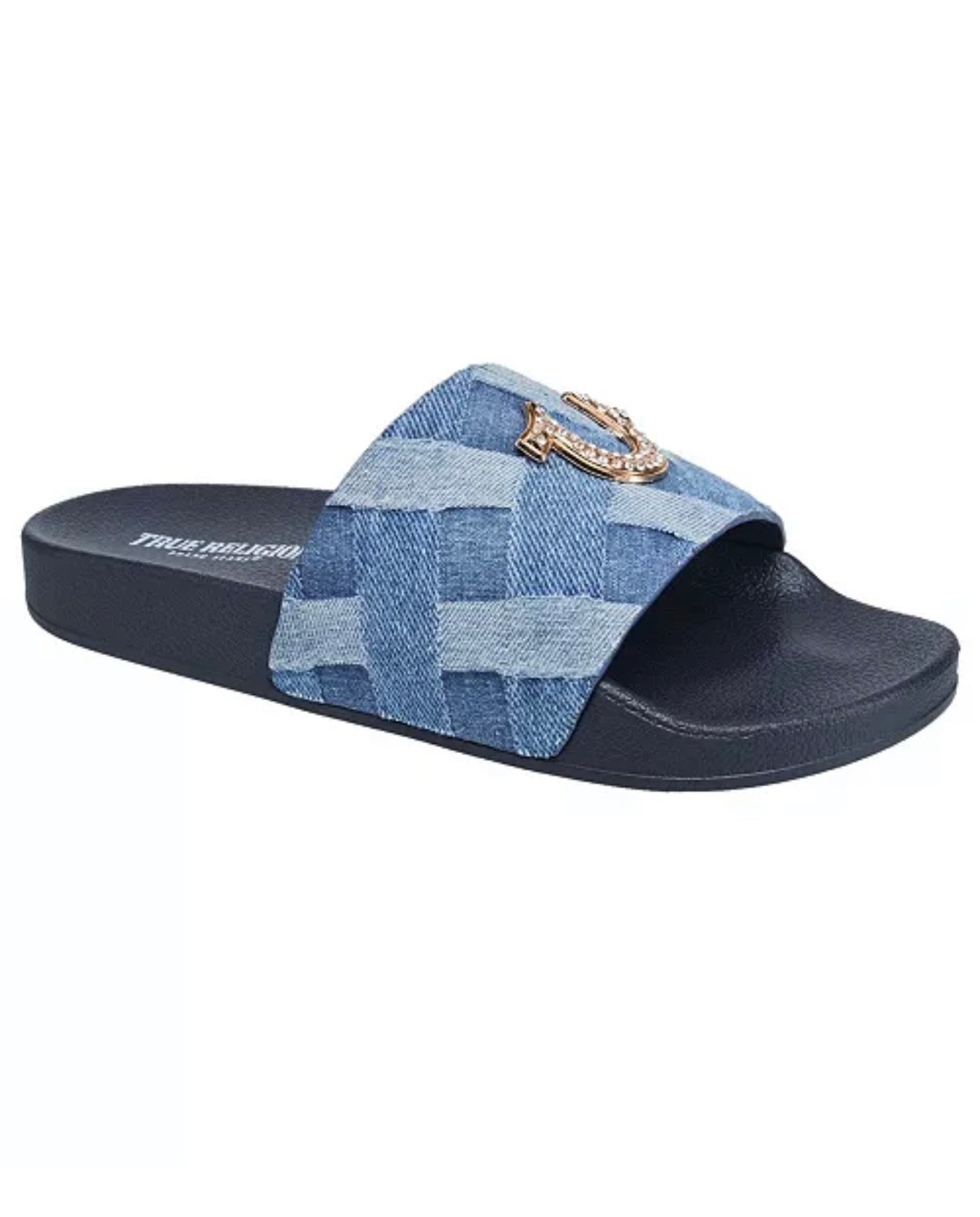 Denim Blue True Religion Slides