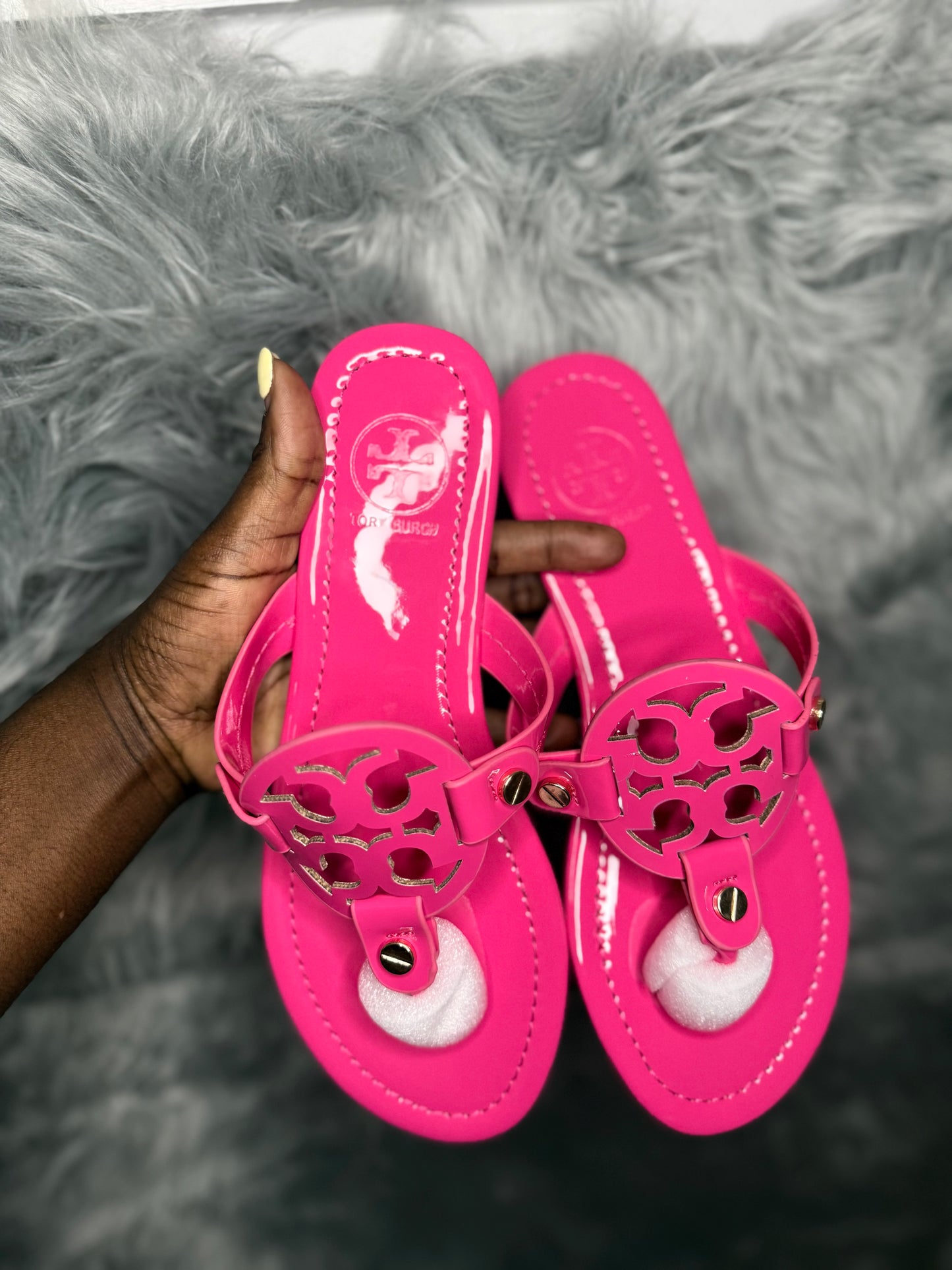 Pink Tory Burch Designer Flat Sandals