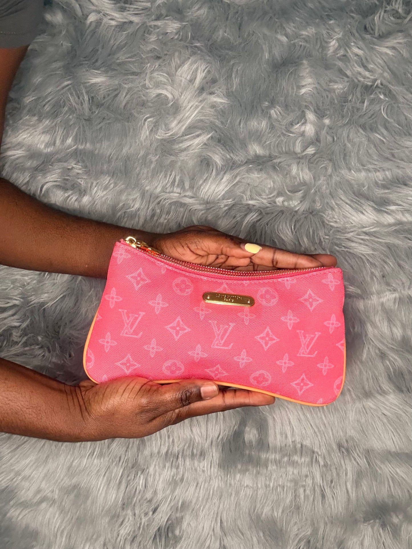 Pink Lv Denim Handbag