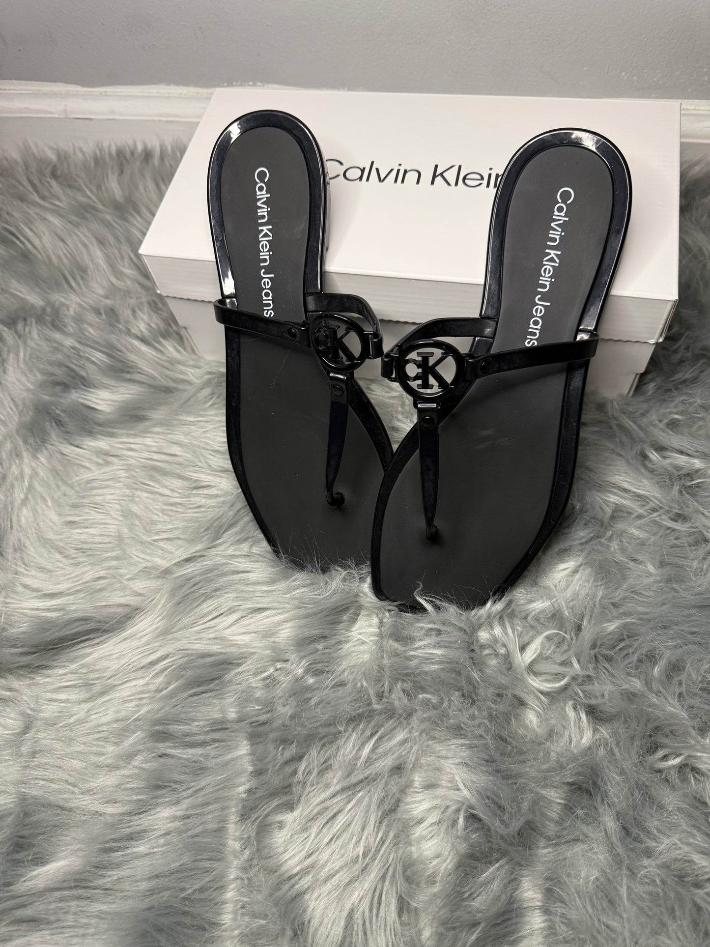 Black Calvin Klein Flat Sandals