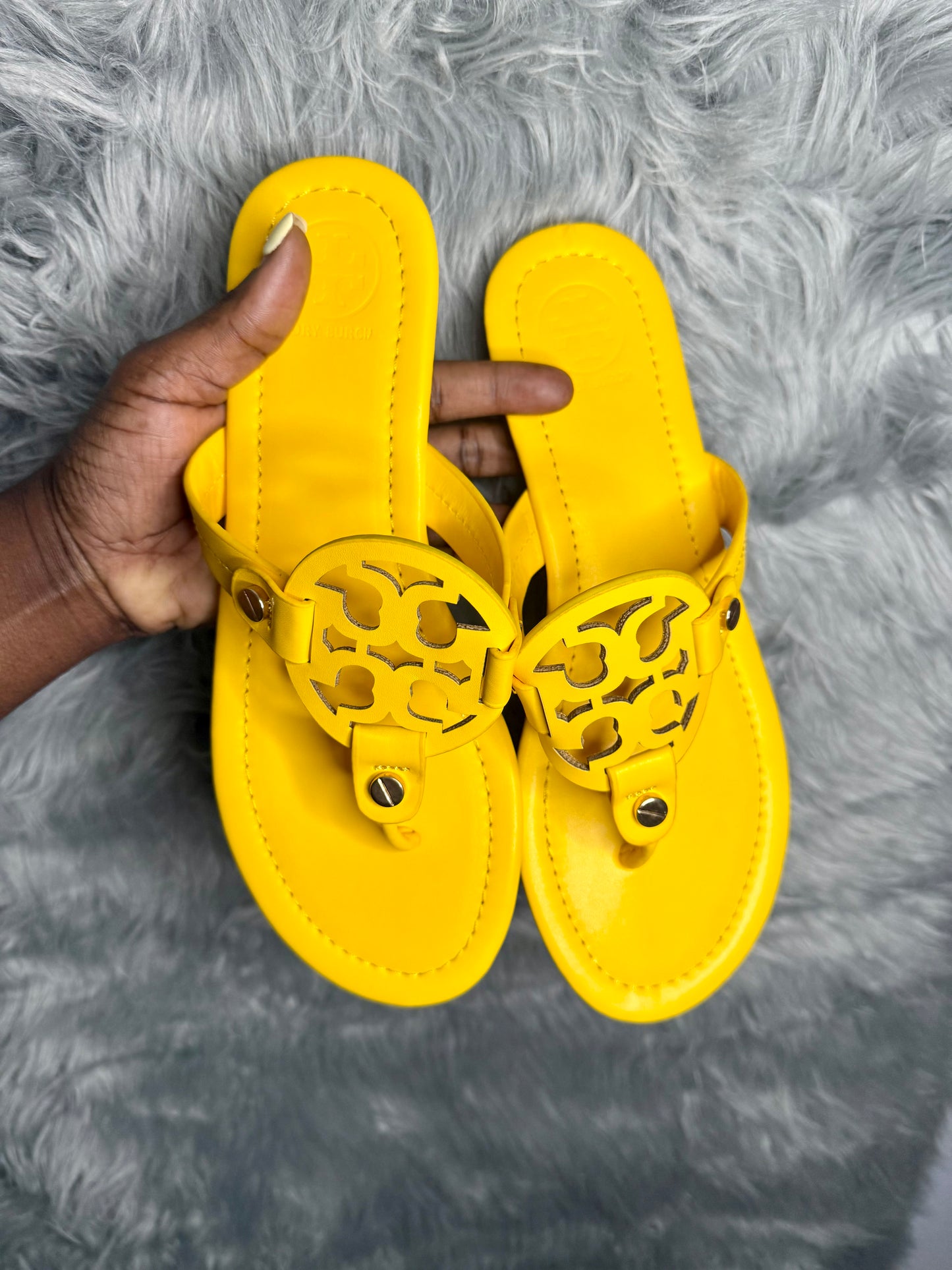 Yellow Tory Burch Designer Flat Sandals